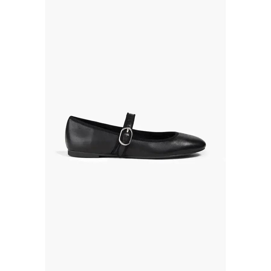 Stuart Weitzman Womens Alice Leather Mary Janeblack Leather Flats Sz 10.5 Eu 41